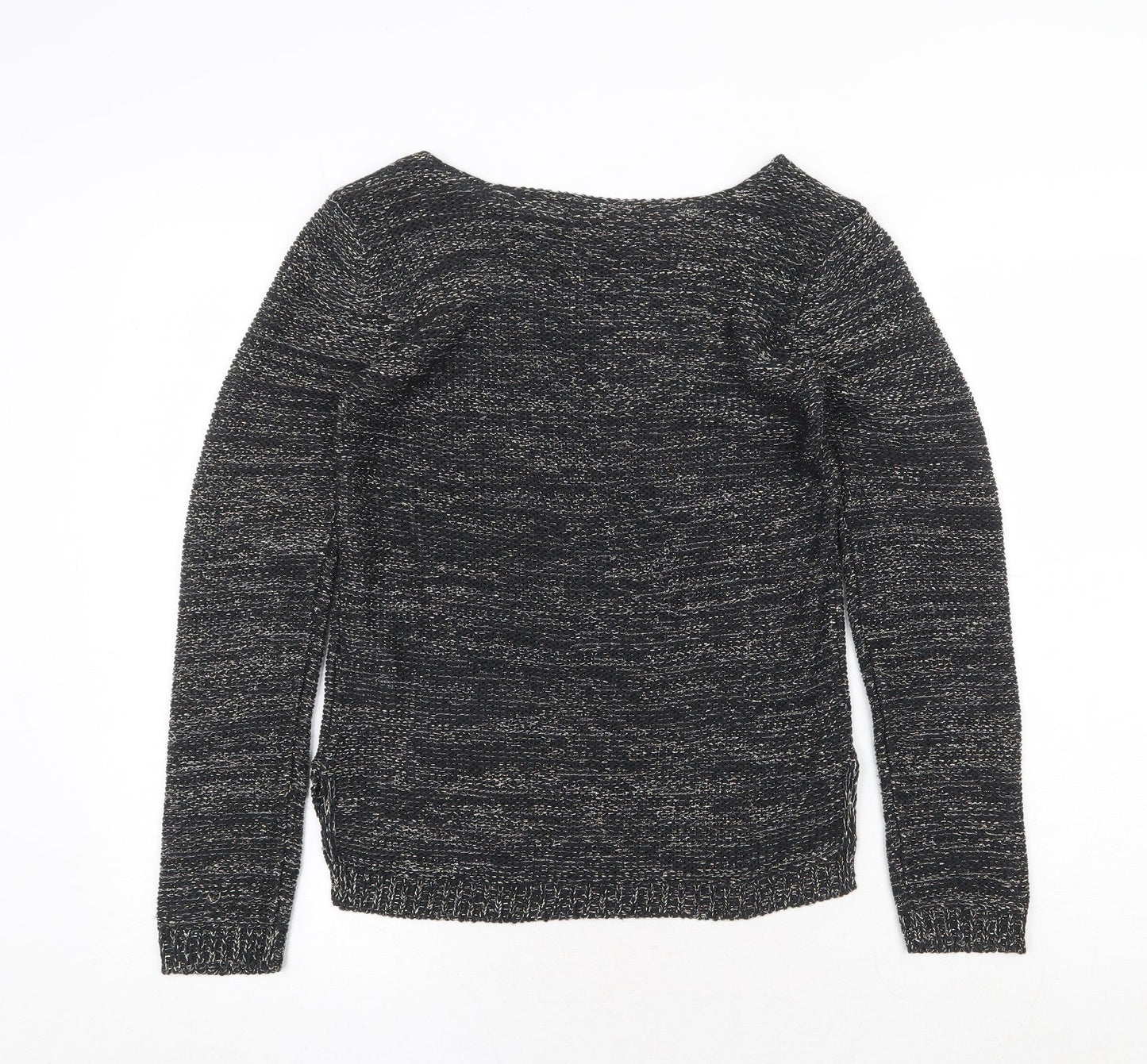 VILA Womens Black Round Neck Geometric Acrylic Pullover Jumper Size S