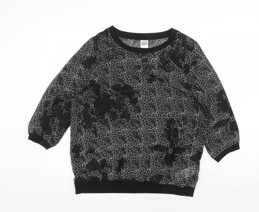 VERO MODA Womens Black Geometric Polyester Basic Blouse Size L Round Neck