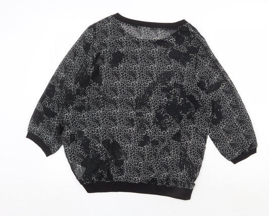 VERO MODA Womens Black Geometric Polyester Basic Blouse Size L Round Neck