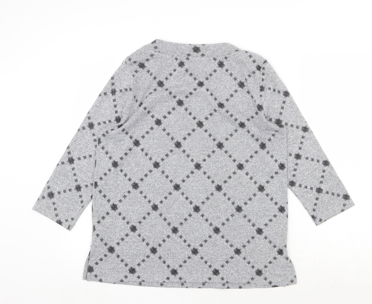 Marks and Spencer Womens Grey Round Neck Geometric Polyester Pullover Jumper Size 12