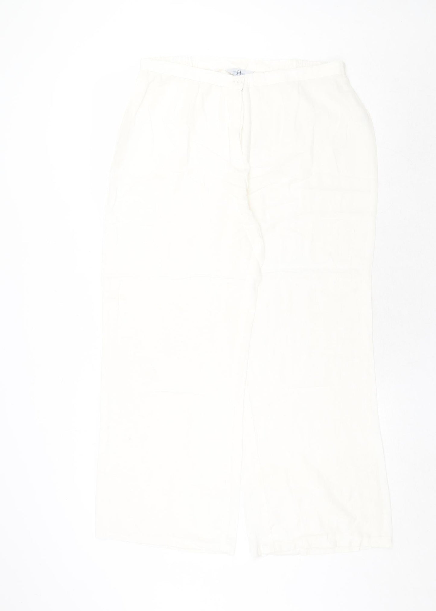 Joanna Hope Womens Ivory Viscose Trousers Size 14 Regular Zip