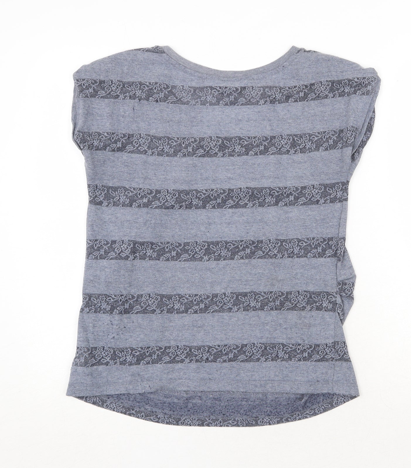 New Look Womens Grey Geometric Polyester Basic Blouse Size 10 Round Neck - Lace Detail