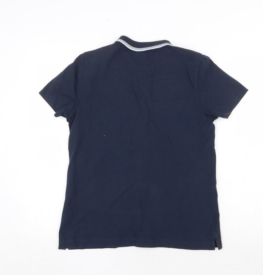 Lands End Mens Blue Cotton Polo Size S Collared Button