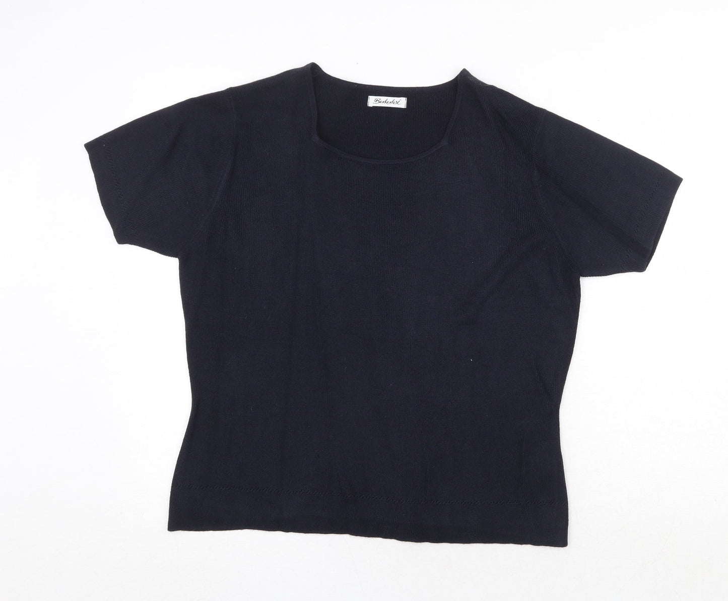 Berketex Womens Blue Round Neck Acrylic Pullover Jumper Size 14