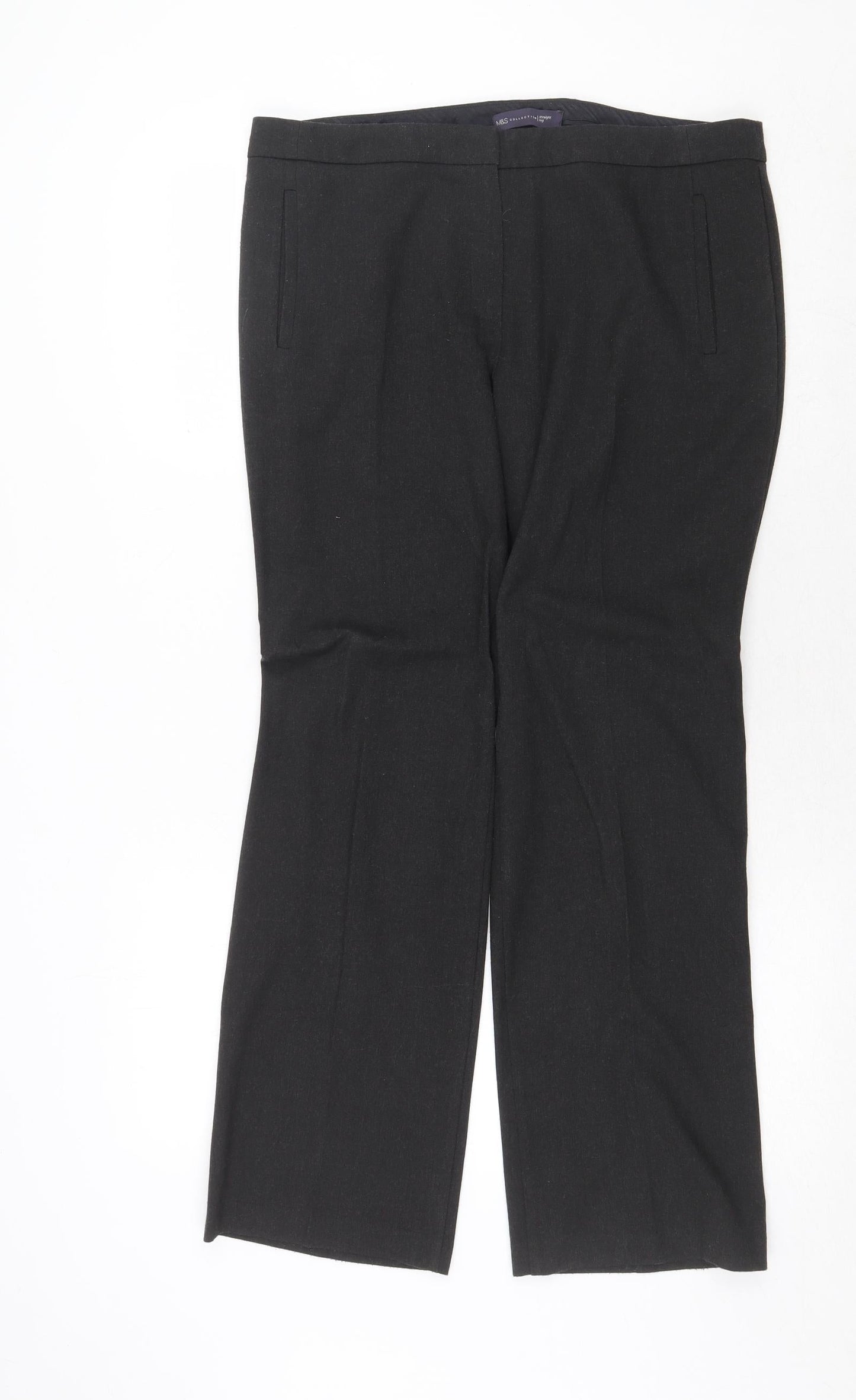 Marks and Spencer Womens Grey Polyester Dress Pants Trousers Size 14 Regular Zip