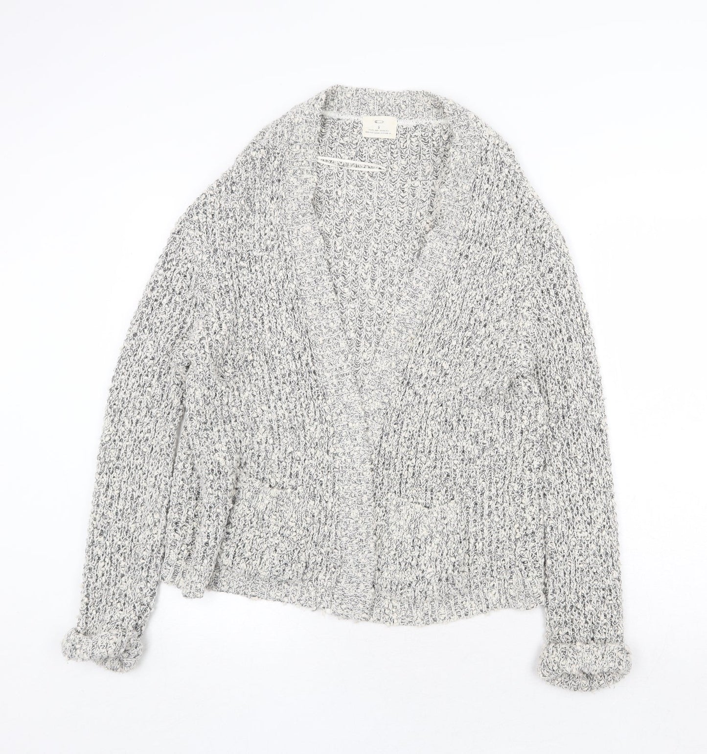 H&M Womens Grey V-Neck Acrylic Cardigan Jumper Size S