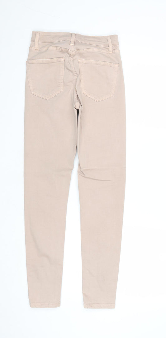 Topshop Womens Beige Cotton Skinny Jeans Size 25 in Regular Zip