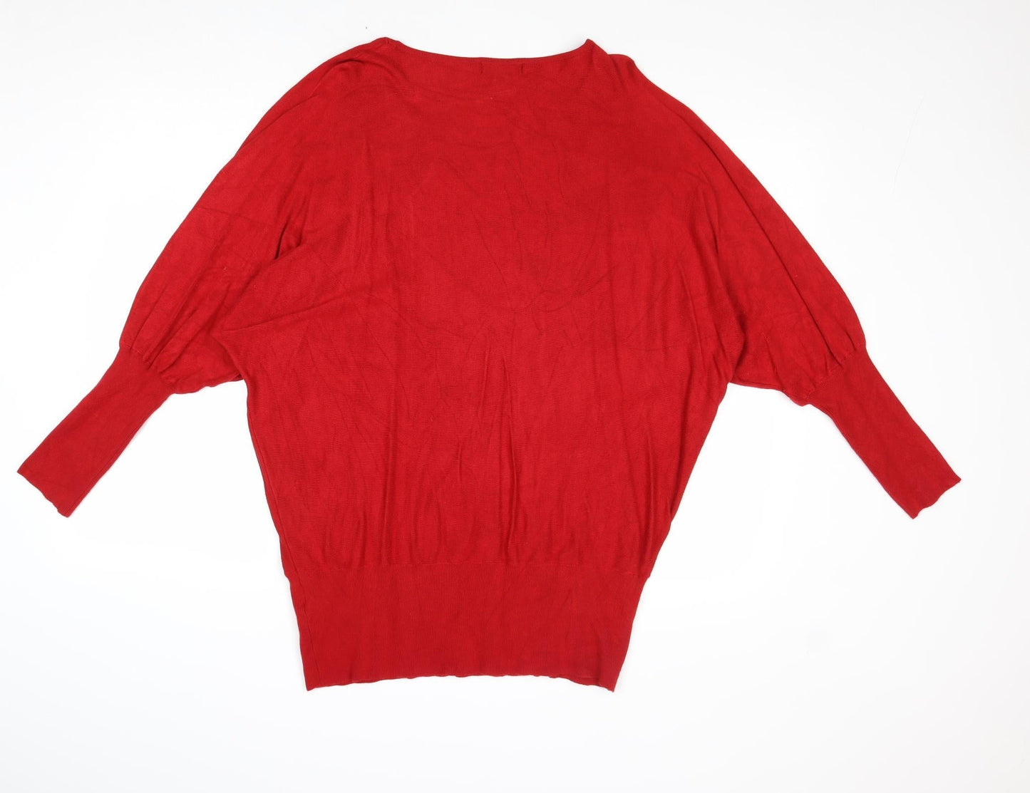 Pomdoro Womens Red Round Neck Viscose Pullover Jumper Size 18