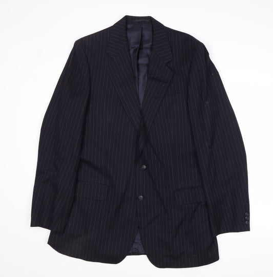 St Michael Mens Blue Striped Wool Jacket Suit Jacket Size 40 Regular