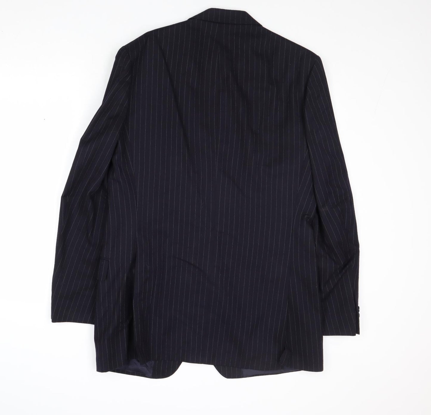 St Michael Mens Blue Striped Wool Jacket Suit Jacket Size 40 Regular