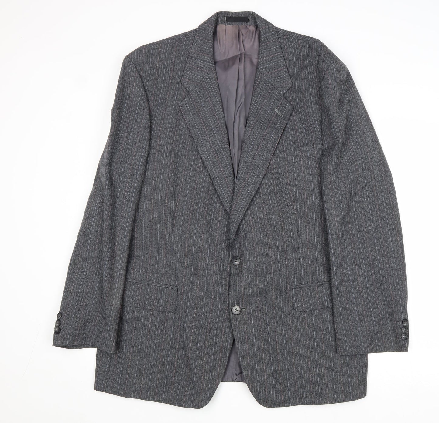 St Michael Mens Grey Striped Polyester Jacket Suit Jacket Size 44 Regular