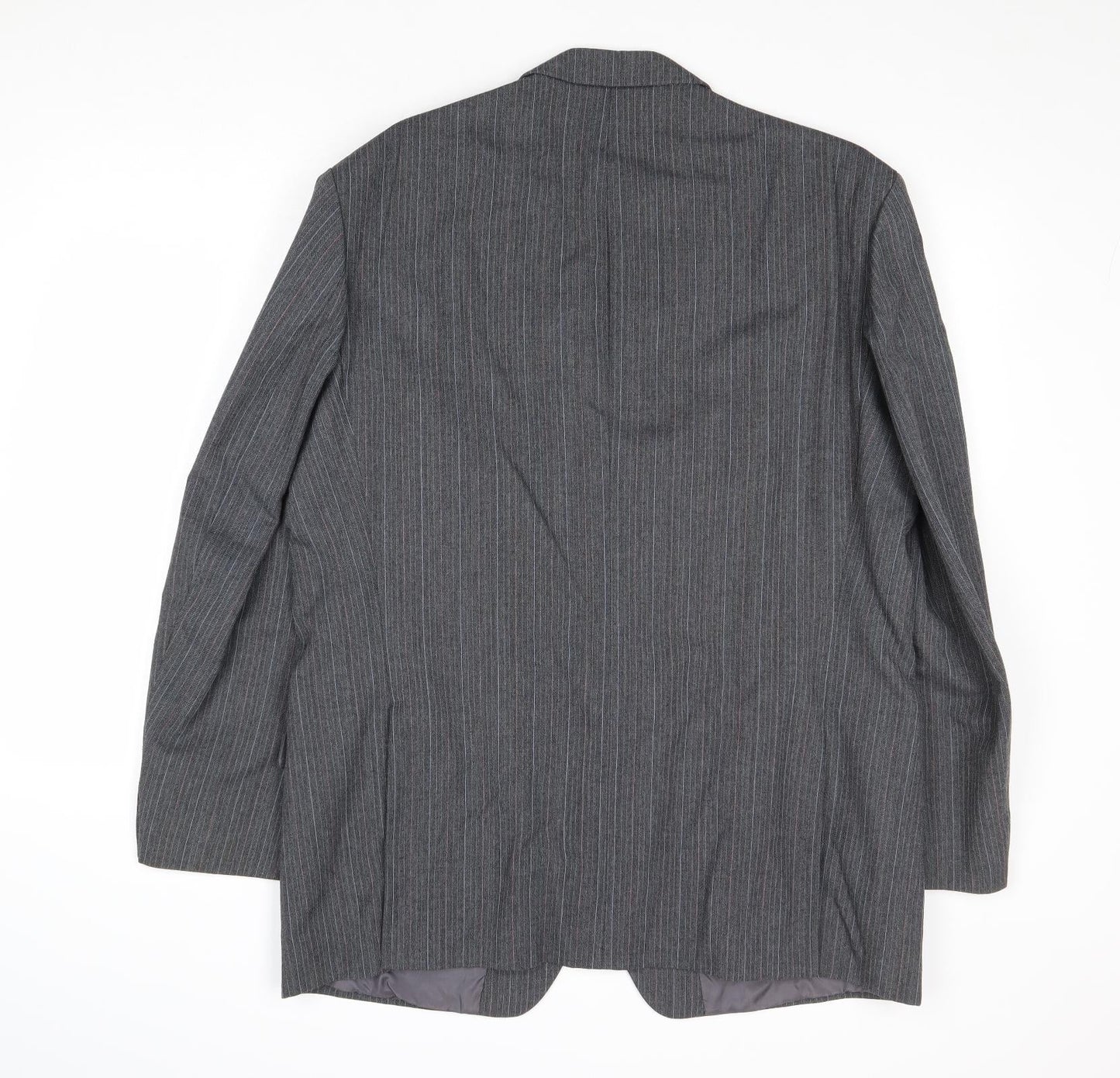 St Michael Mens Grey Striped Polyester Jacket Suit Jacket Size 44 Regular