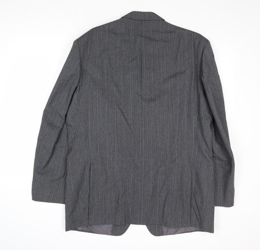 St Michael Mens Grey Striped Polyester Jacket Suit Jacket Size 44 Regular