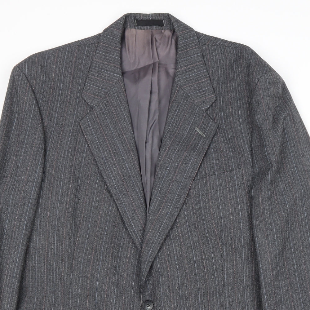 St Michael Mens Grey Striped Polyester Jacket Suit Jacket Size 44 Regular