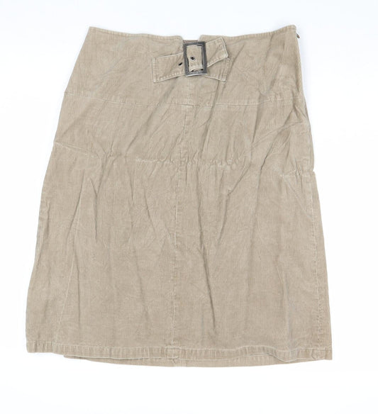 Jackpot Womens Beige Cotton A-Line Skirt Size 30 in Zip