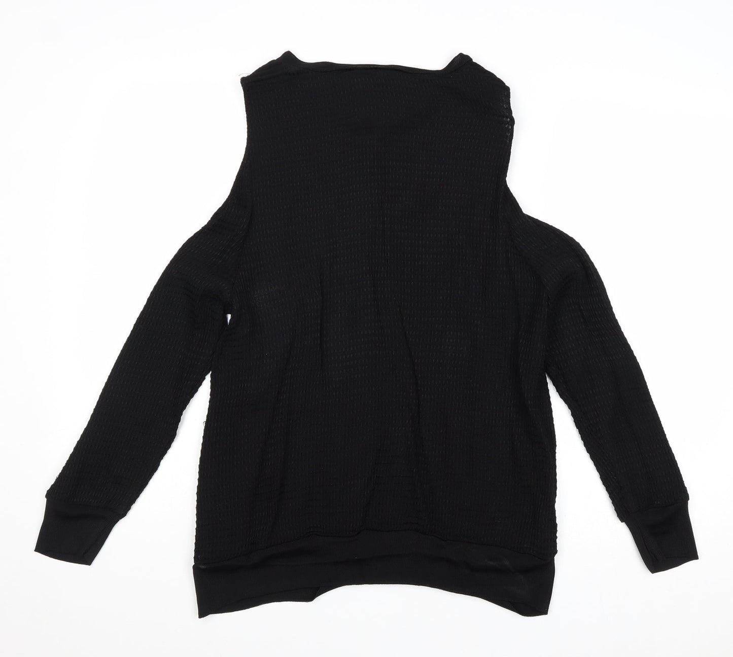 H&M Womens Black Viscose Basic Blouse Size 10 Round Neck - Cold Shoulder
