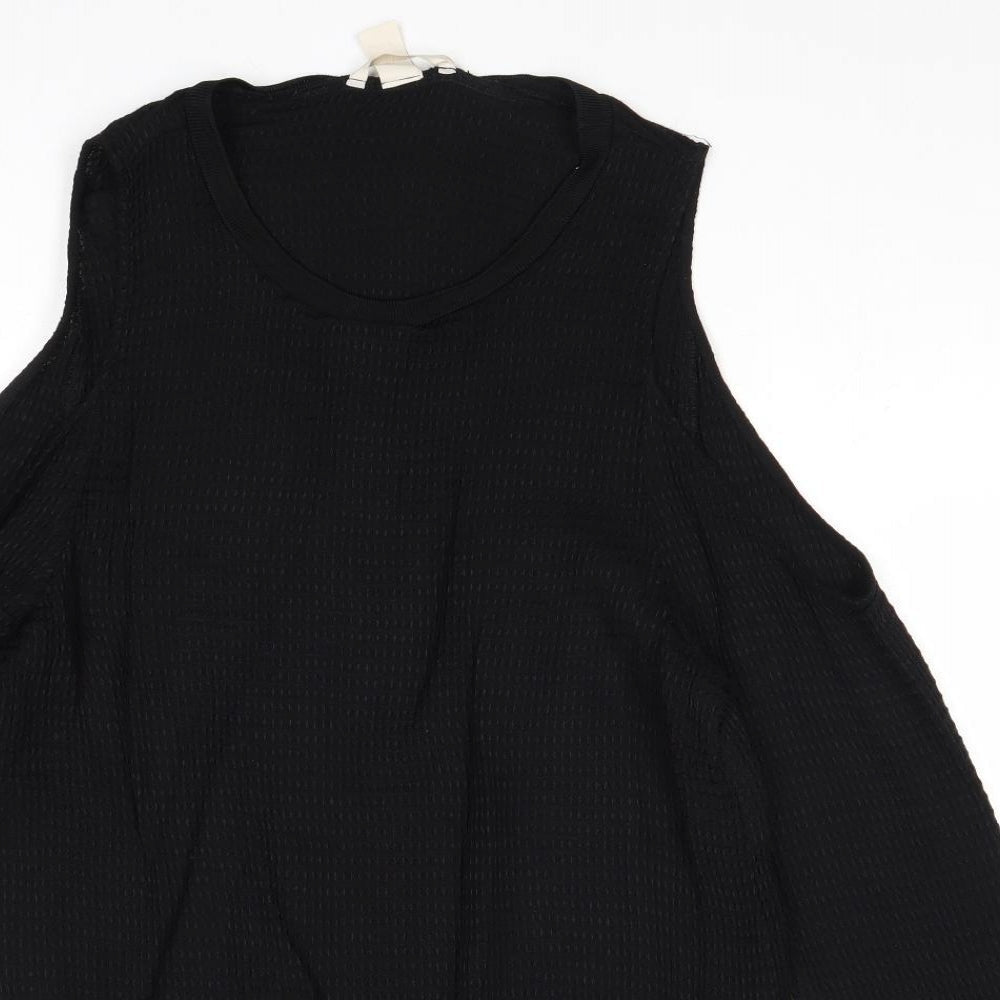 H&M Womens Black Viscose Basic Blouse Size 10 Round Neck - Cold Shoulder