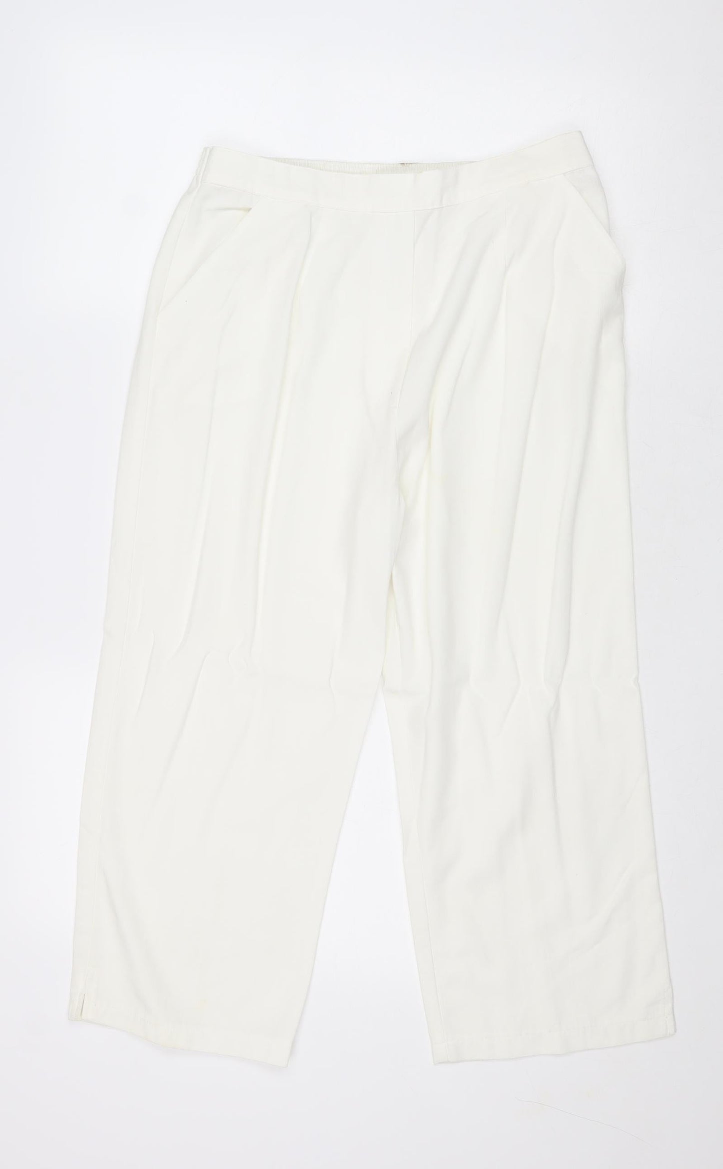 Agenda Womens White Polyester Trousers Size 14 Regular