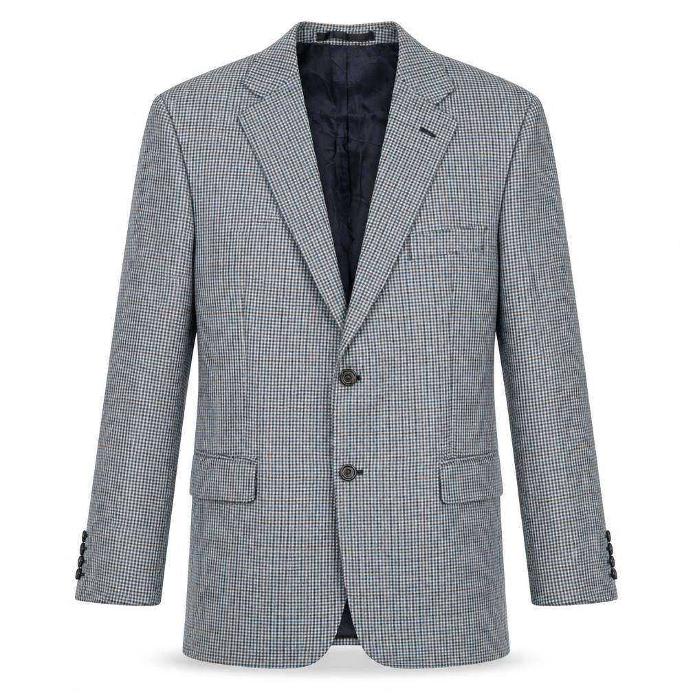 Marks and Spencer Mens Blue Geometric Wool Jacket Blazer Size 42 Regular