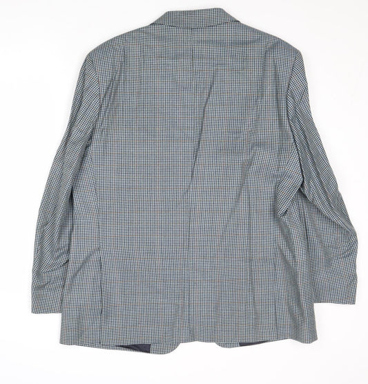 Marks and Spencer Mens Blue Geometric Wool Jacket Blazer Size 42 Regular