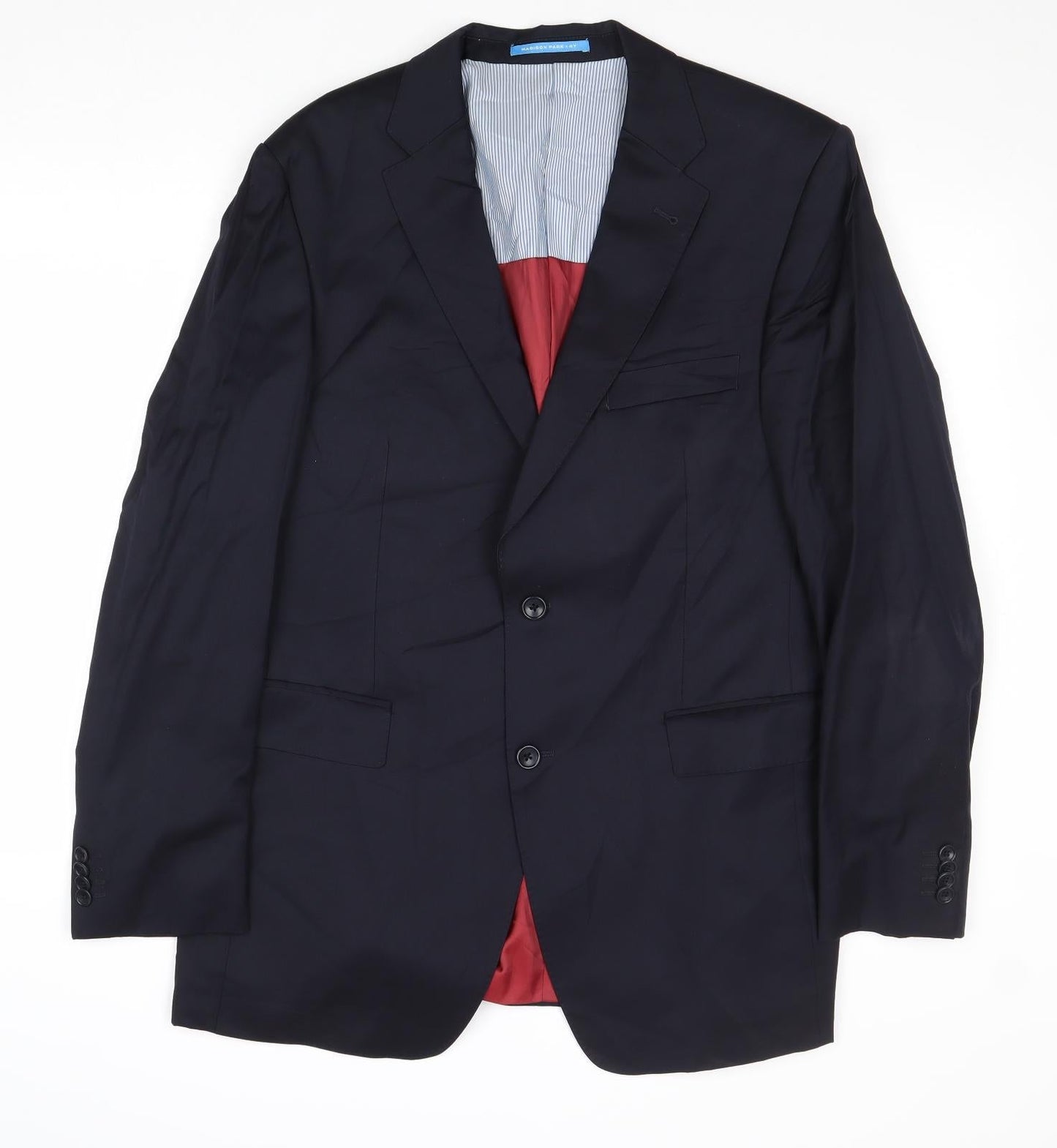 Van Kollem Mens Blue Wool Jacket Suit Jacket Size 40 Regular