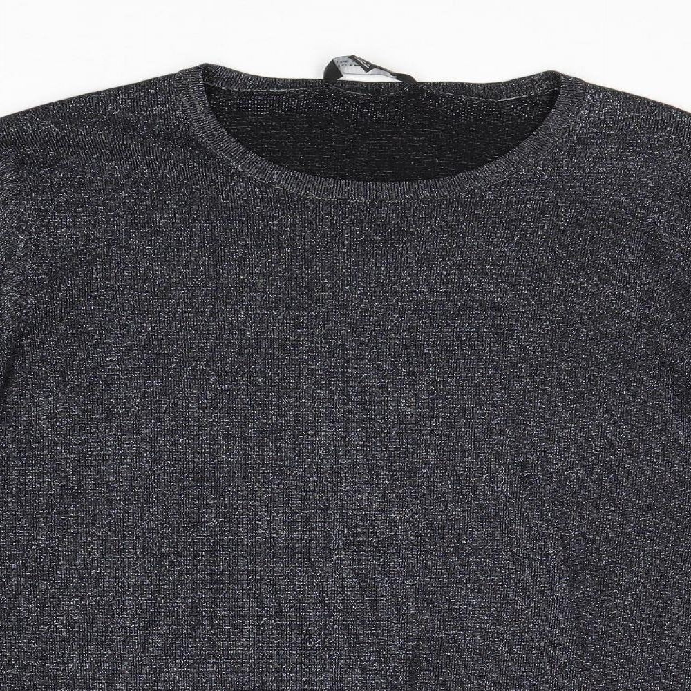 Dorothy Perkins Womens Silver Round Neck Viscose Pullover Jumper Size 18