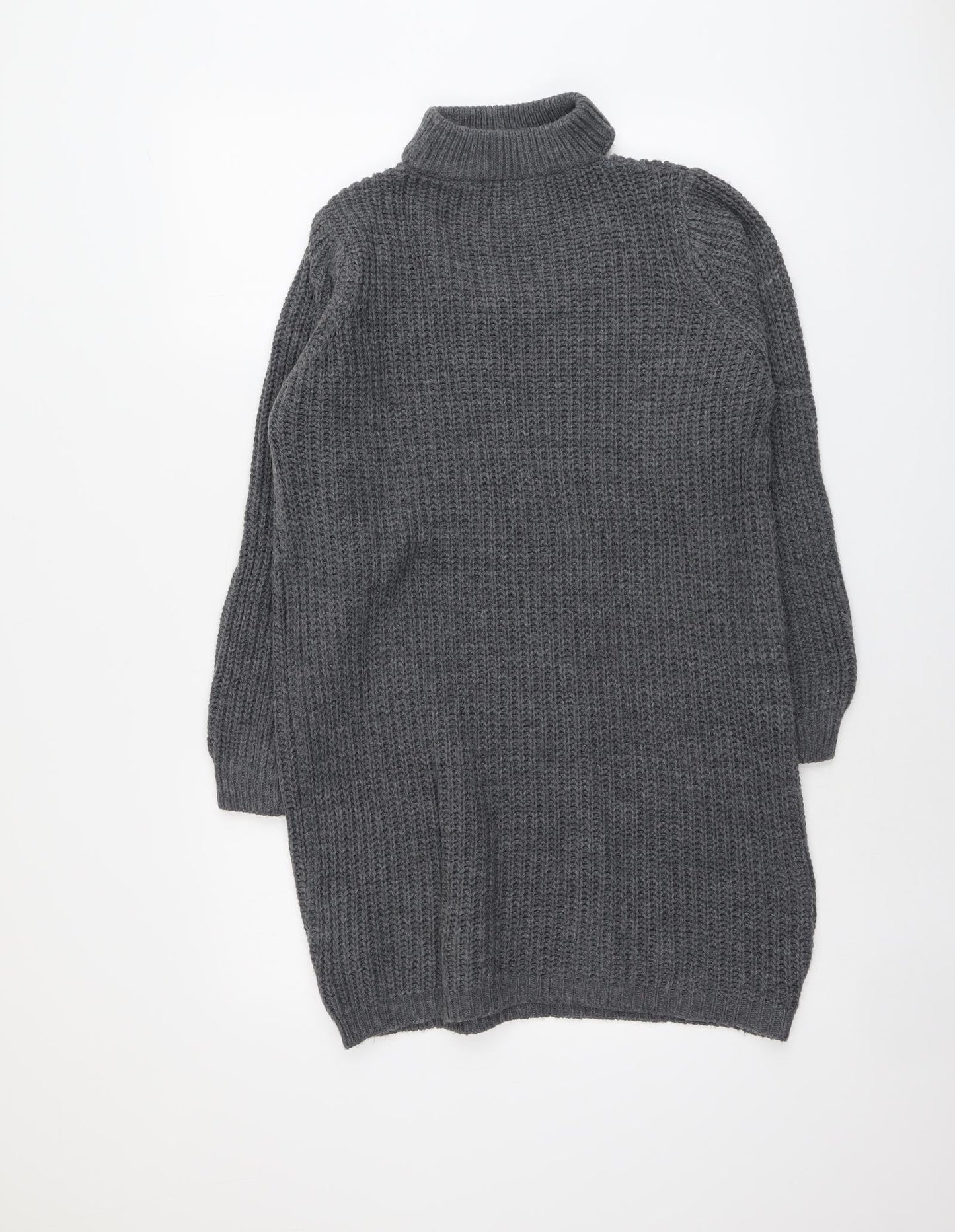 Blue Vanilla Womens Grey V-Neck Acrylic Pullover Jumper Size M