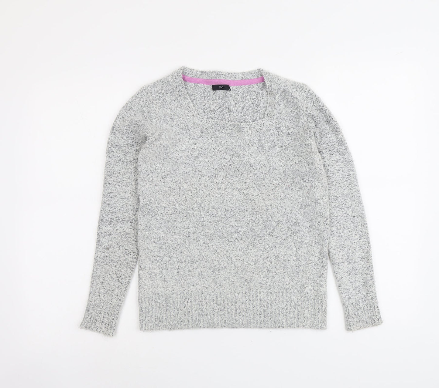 M&Co Womens Grey Square Neck Acrylic Pullover Jumper Size 10