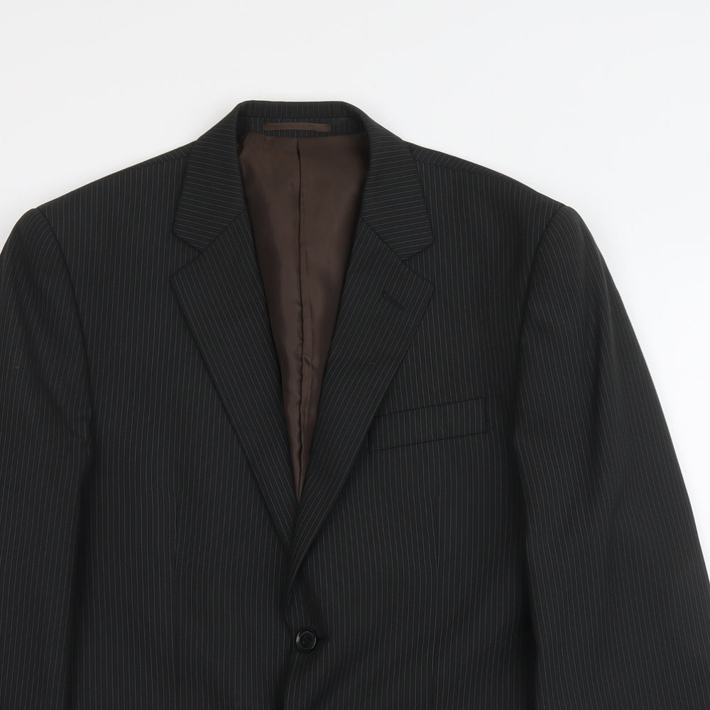 Milan Collection Mens Grey Striped Polyester Jacket Suit Jacket Size M Regular