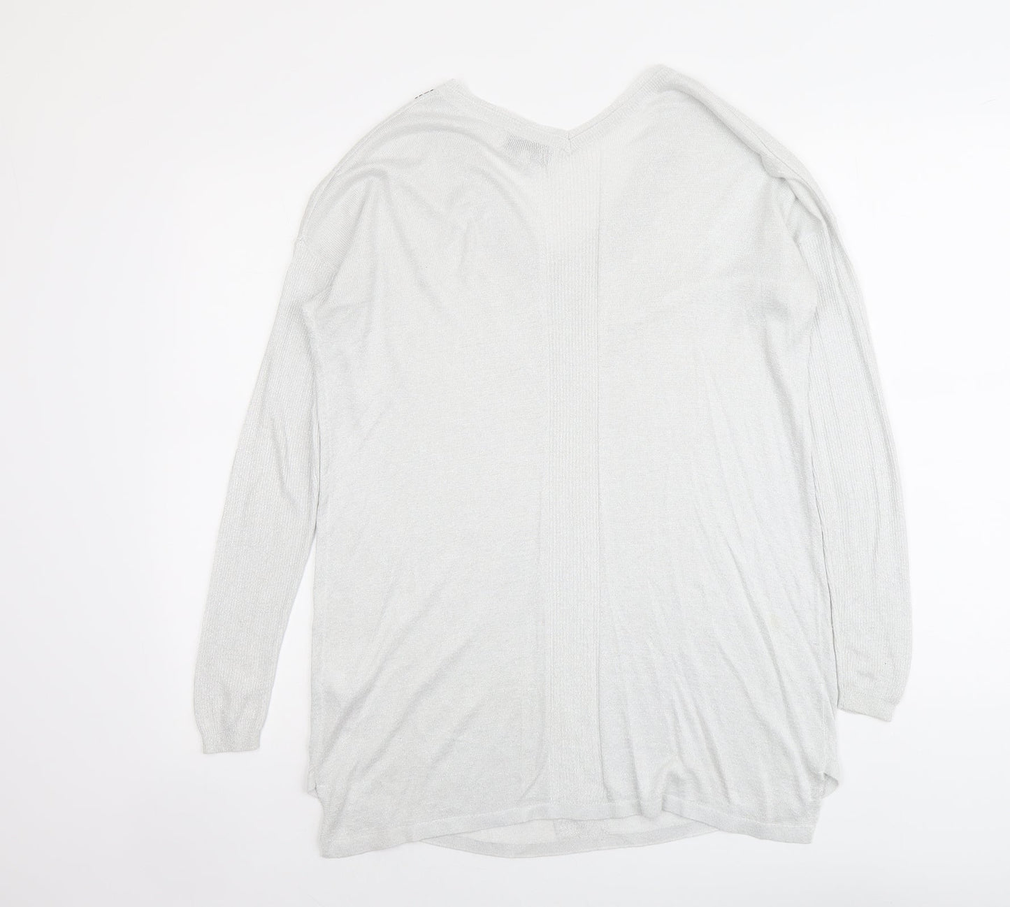 NEXT Womens Grey V-Neck Viscose Pullover Jumper Size 10