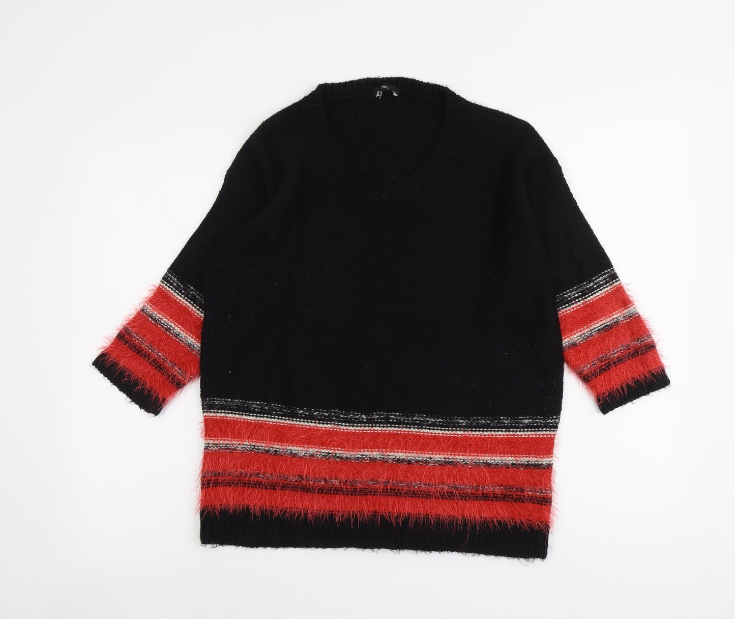 M&Co Womens Black Round Neck Acrylic Pullover Jumper Size 12
