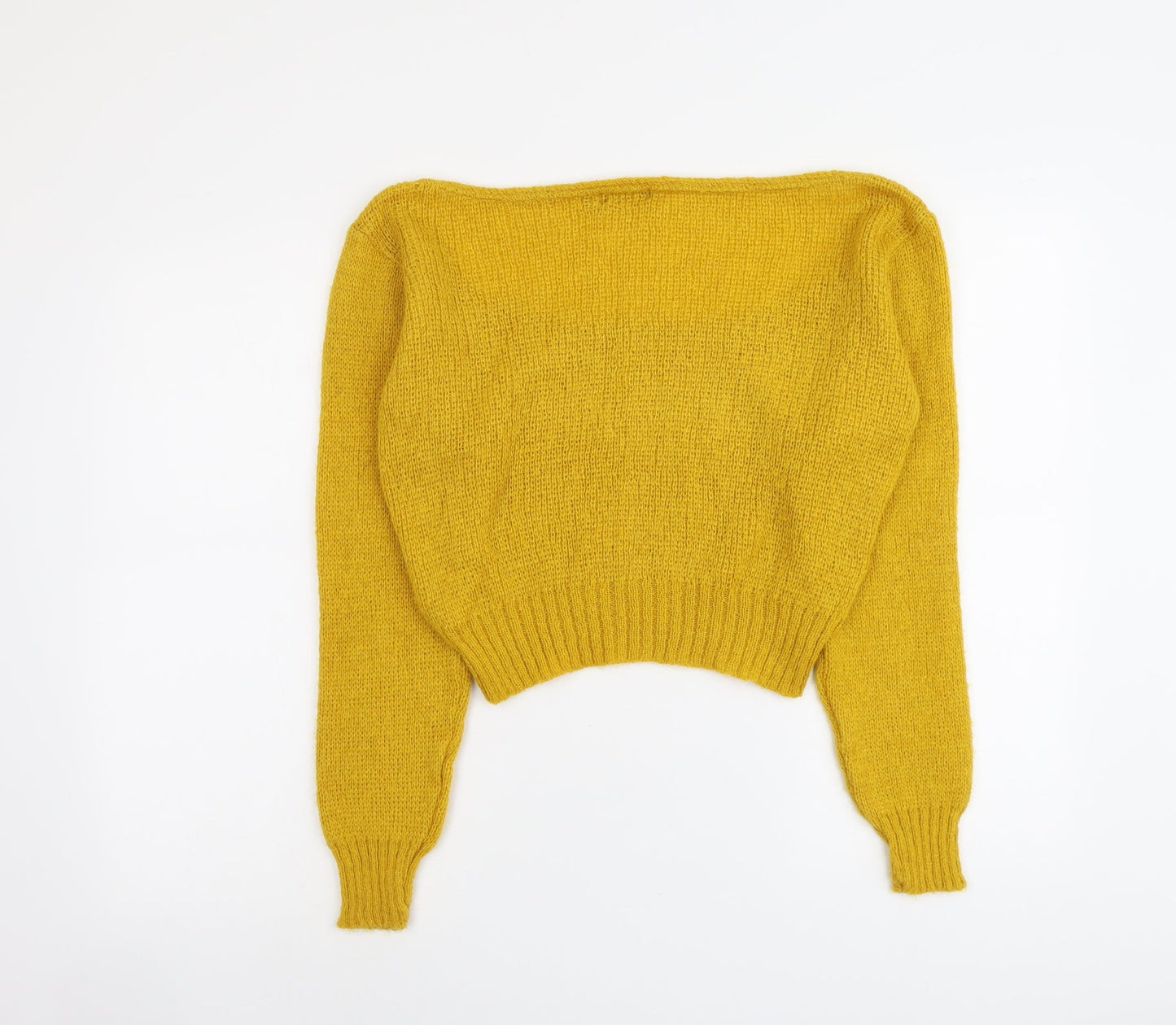 PRETTYLITTLETHING Womens Yellow Round Neck Acrylic Pullover Jumper Size S