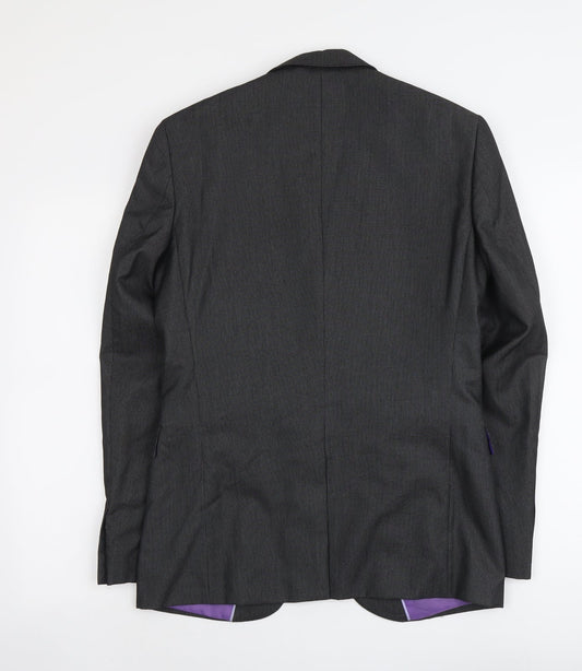 Marks and Spencer Mens Grey Striped Polyester Jacket Suit Jacket Size S Regular