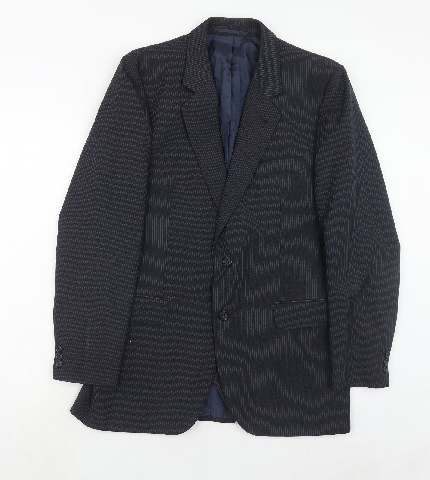 Debenhams Mens Blue Striped Polyester Jacket Suit Jacket Size 40 Regular