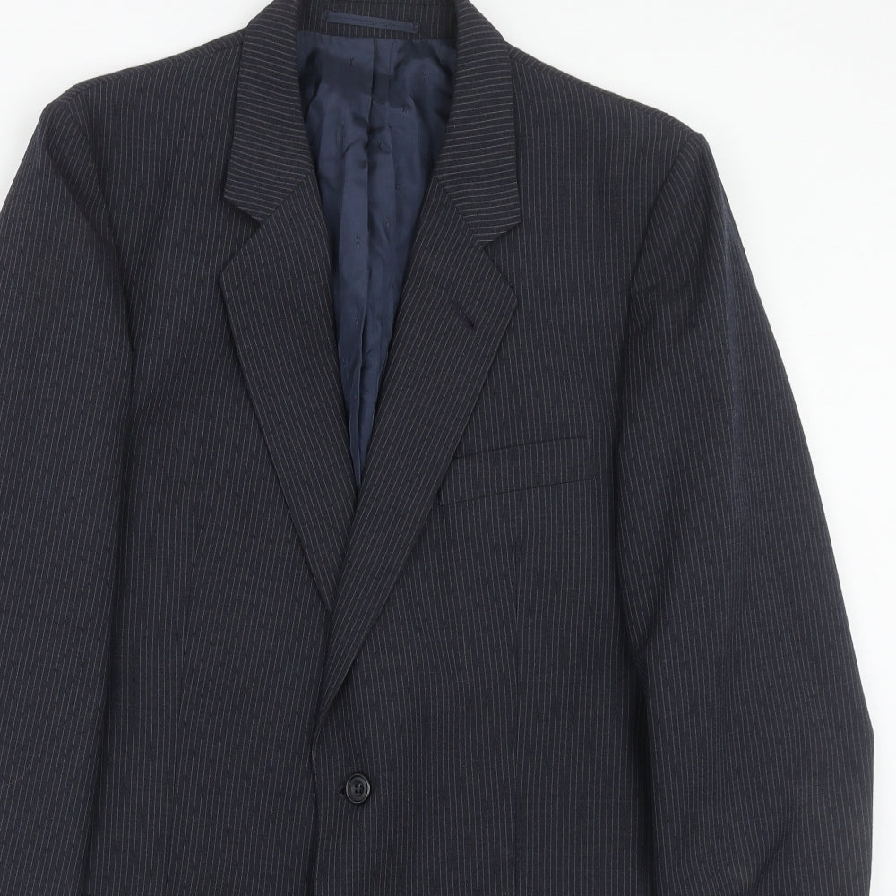 Debenhams Mens Blue Striped Polyester Jacket Suit Jacket Size 40 Regular