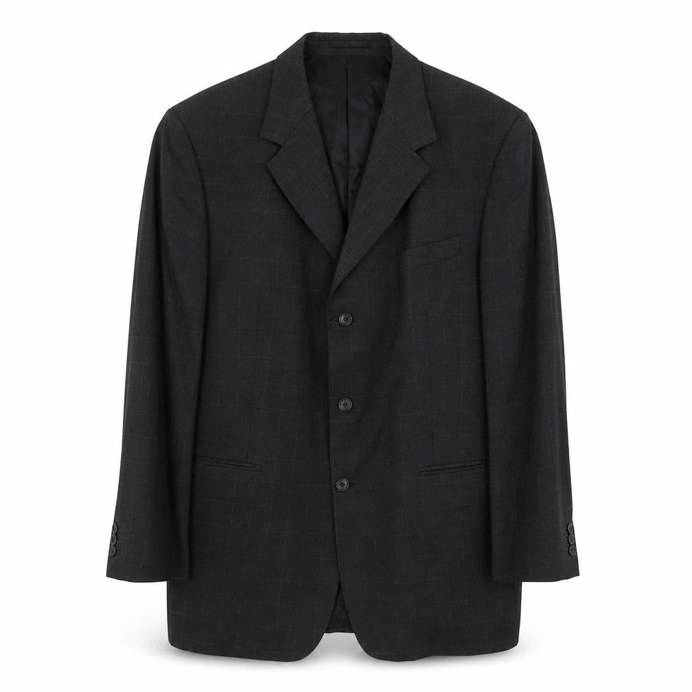 Zantos Mens Grey Check Polyester Jacket Suit Jacket Size 46 Regular