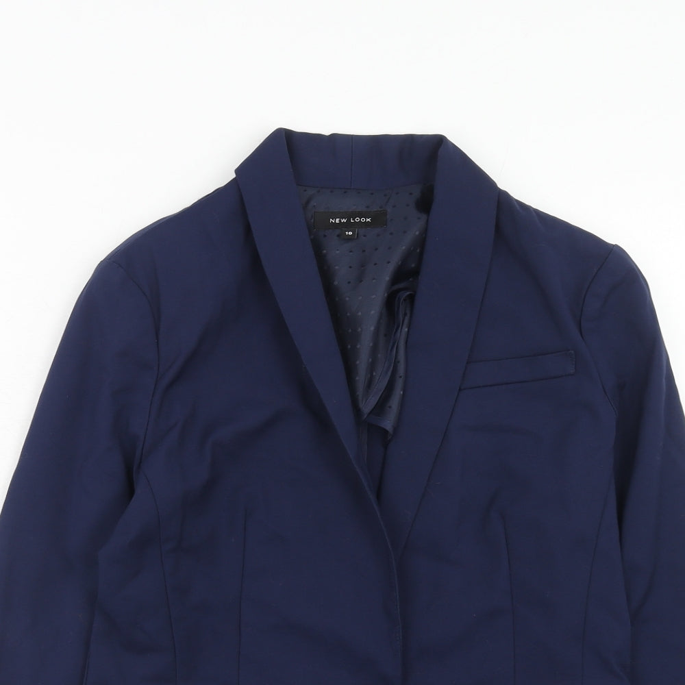 New Look Womens Blue Cotton Jacket Blazer Size 10