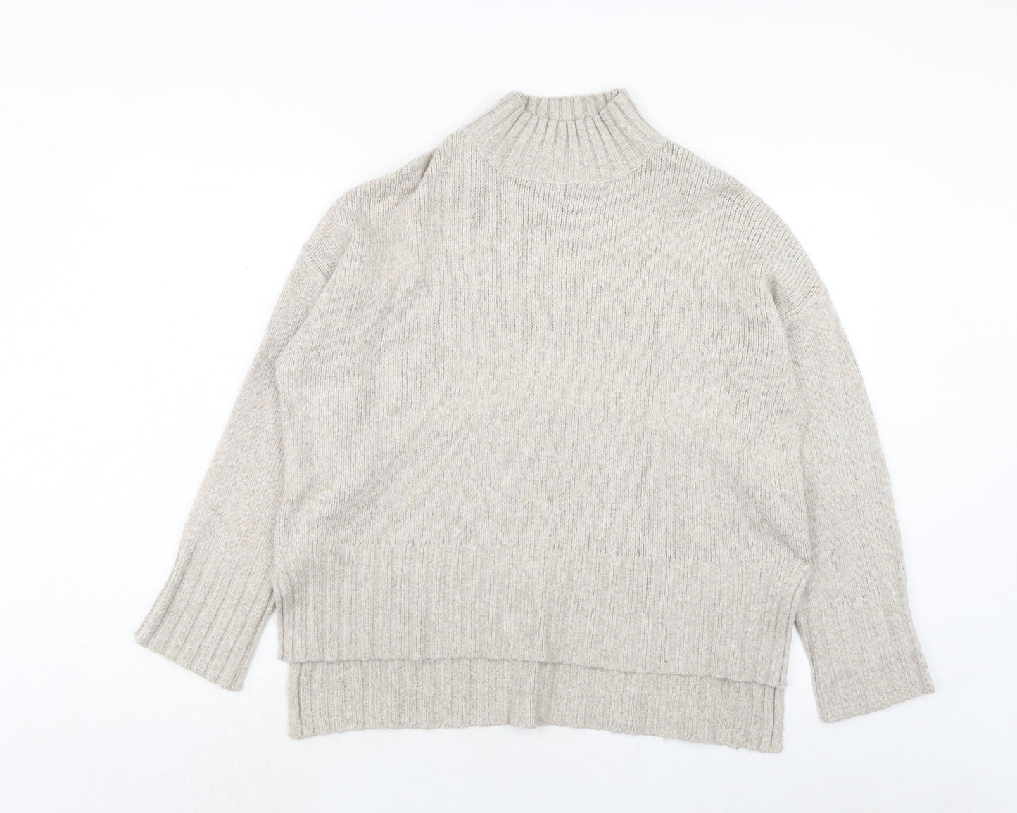 New Look Womens Brown Mock Neck Nylon Pullover Jumper Size M