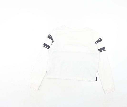 H&M Girls White Cotton Pullover Sweatshirt Size 11-12 Years Pullover - New York