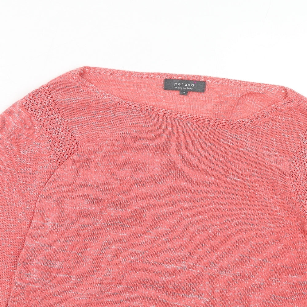 Marks and Spencer Womens Pink Round Neck Acrylic Pullover Jumper Size 12