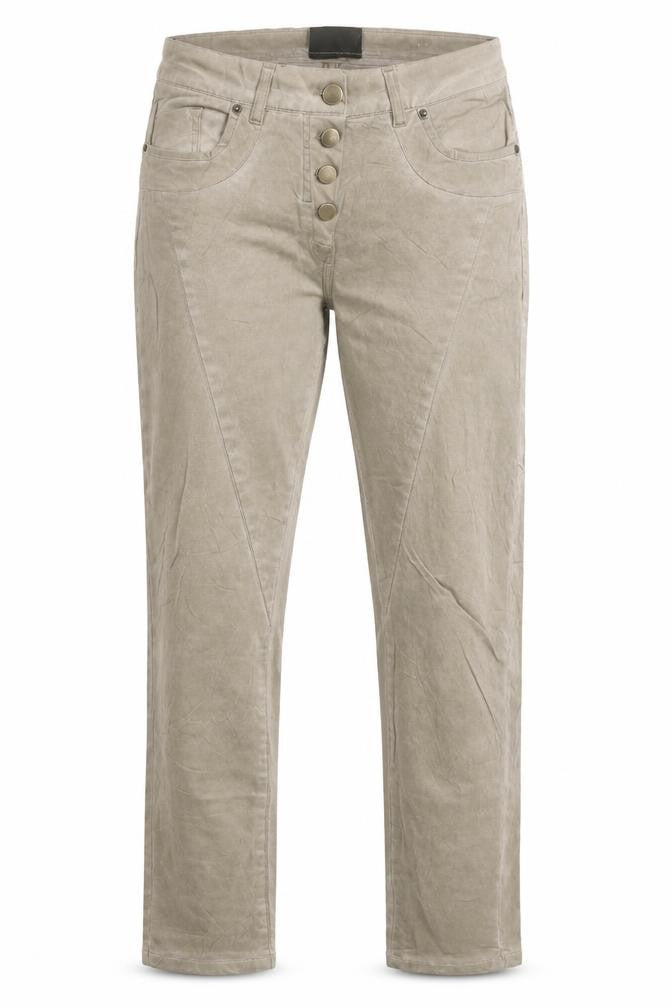 Janina Womens Beige Polyester Trousers Size 8 Regular Button
