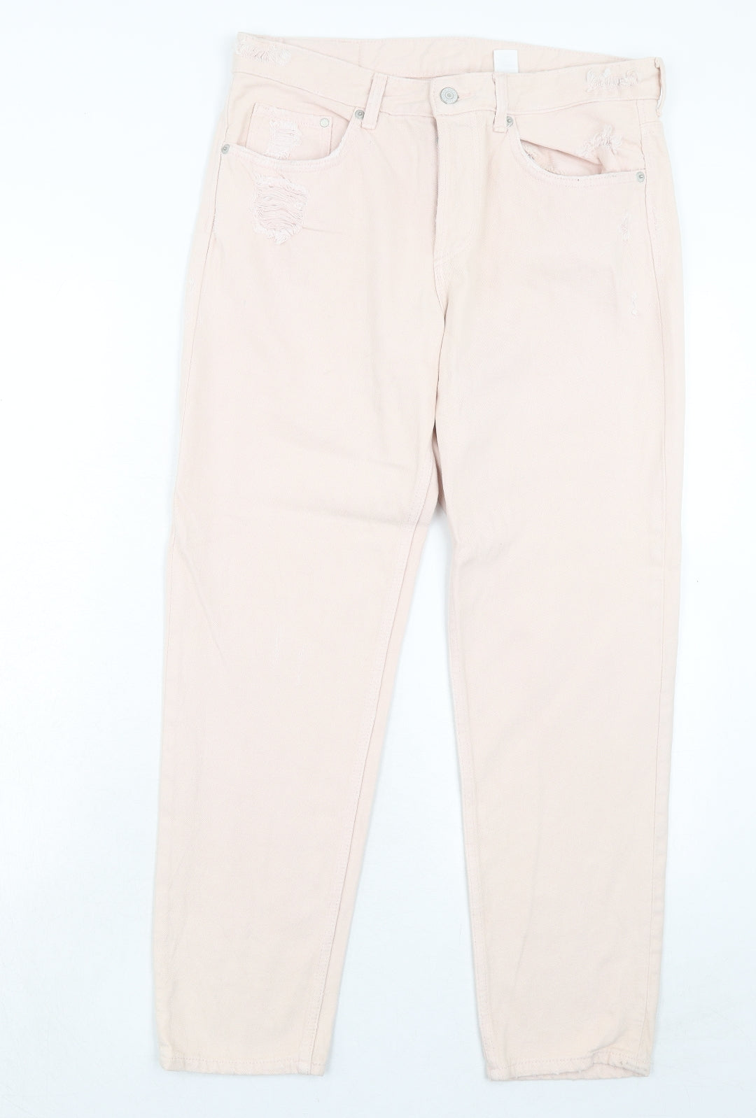 H&M Womens Pink Cotton Straight Jeans Size 29 in Regular Button