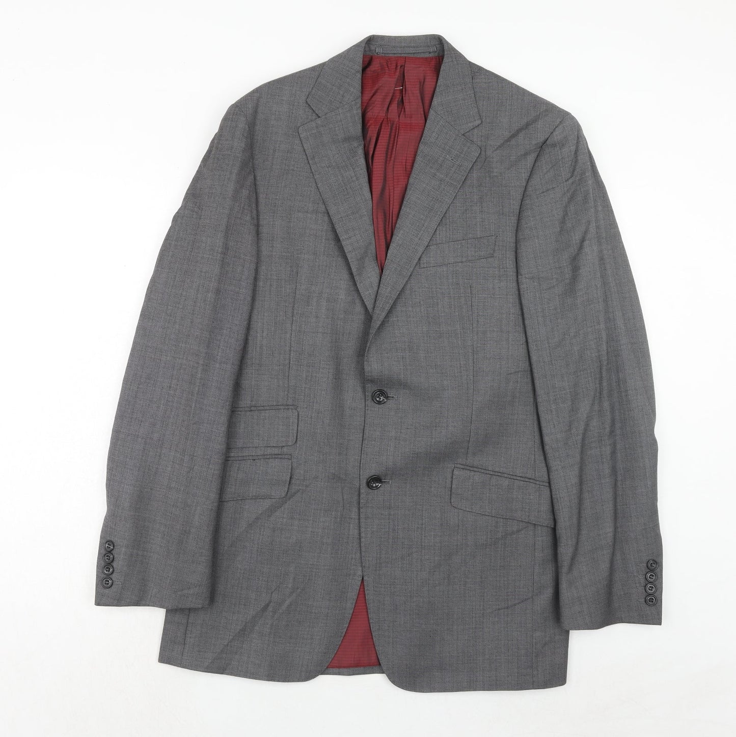 Marks and Spencer Mens Grey Herringbone Wool Jacket Suit Jacket Size 38 Regular