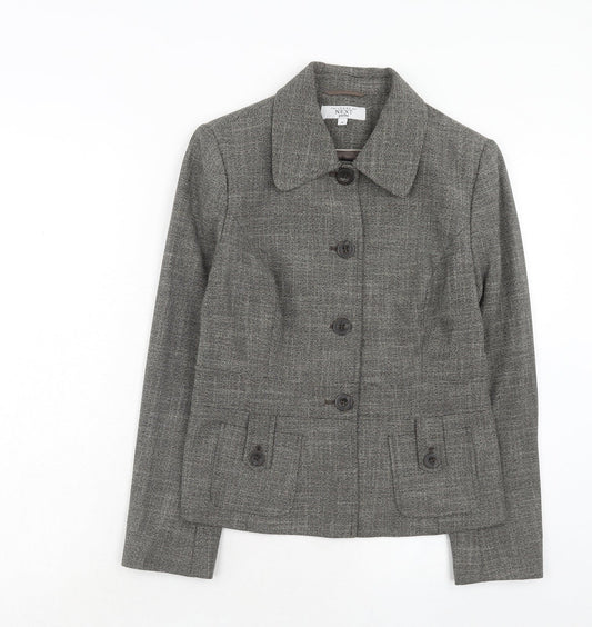 NEXT Womens Grey Geometric Jacket Blazer Size 10 Button
