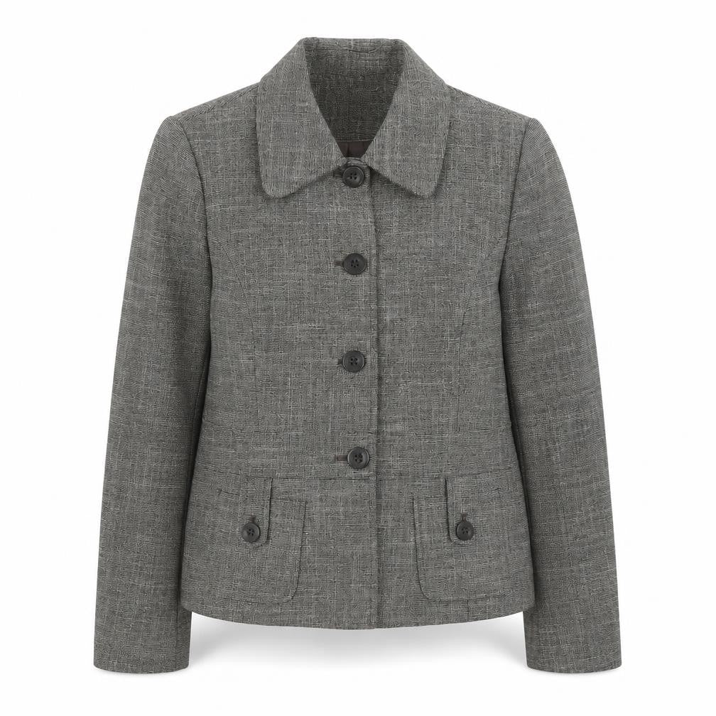 Next Womens Grey Geometric Jacket Blazer Size 10 Button