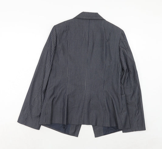 Principles Womens Blue Striped Polyester Jacket Suit Jacket Size 16