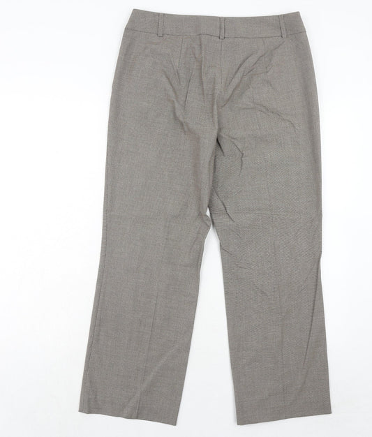Gerry Weber Womens Brown Check Polyester Dress Pants Trousers Size 12 Regular Zip