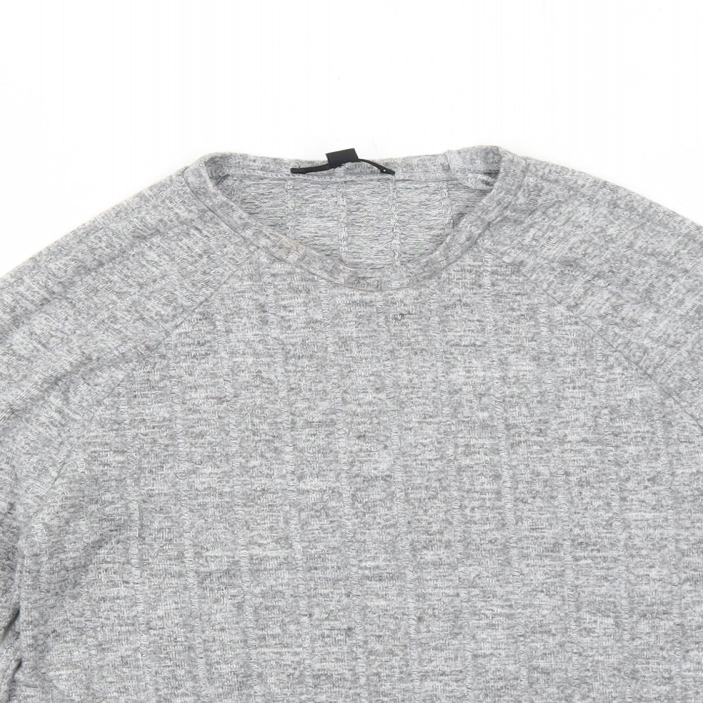 Missguided Womens Grey Round Neck Viscose Pullover Jumper Size 4