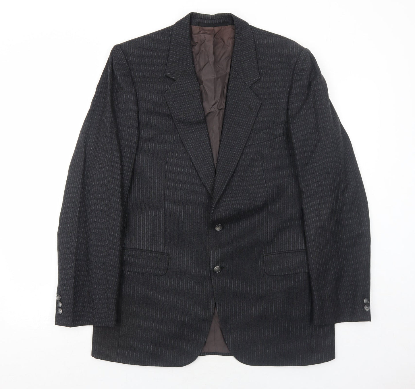Cunninghams Mens Black Striped Wool Jacket Suit Jacket Size 42 Regular