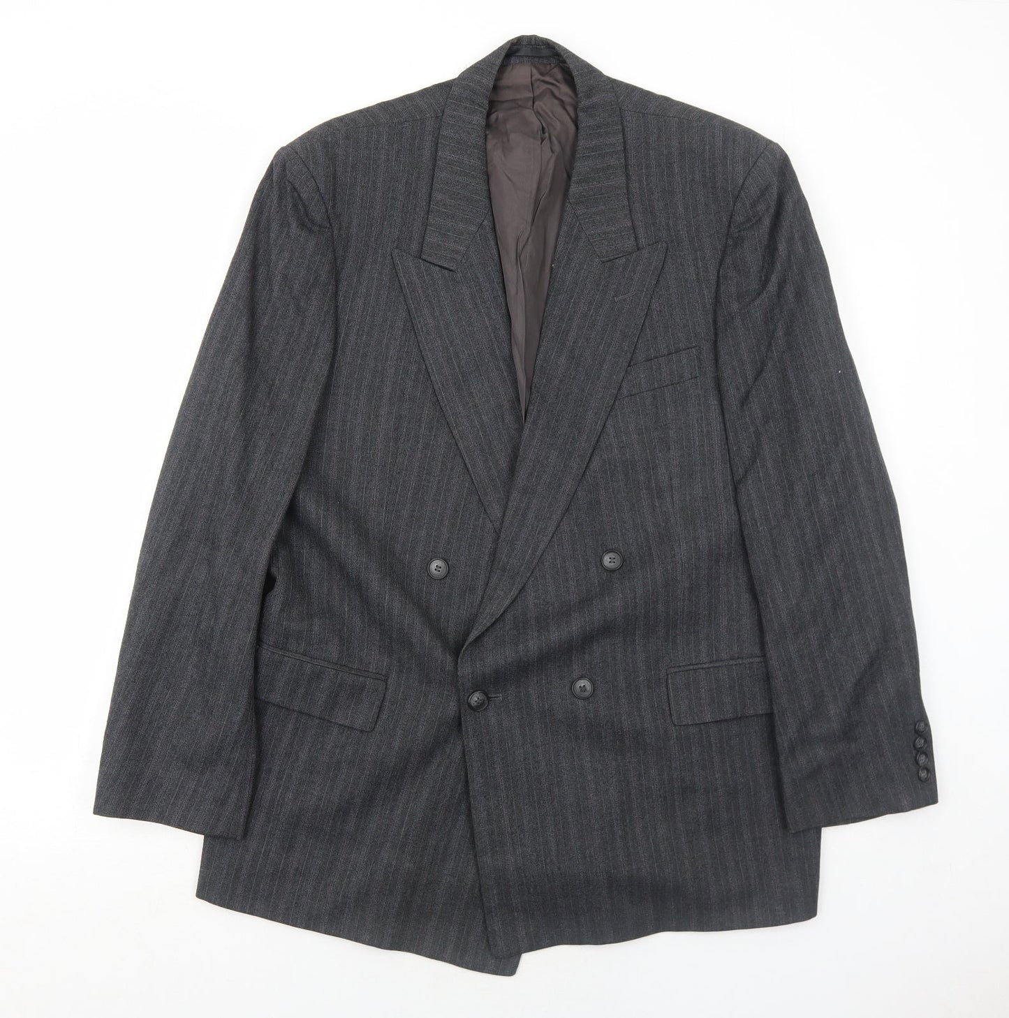 Marks and Spencer Mens Grey Striped Wool Jacket Suit Jacket Size 44 Regular